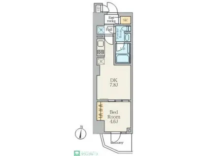 ALIVIS笹塚(1DK/2階)の間取り写真