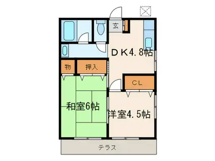 第一みつる荘(2DK/1階)の間取り写真