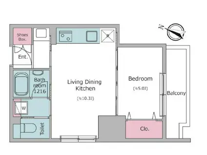 クロスレジデンス日本橋本町(1LDK/11階)の間取り写真