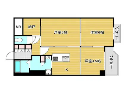 四ツ橋セントラルハイツ(3K/5階)の間取り写真