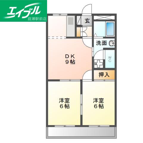 ロイヤルハイツ692(2DK/2階)の間取り写真