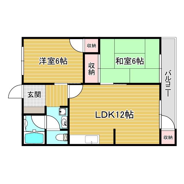 レオパレスII(2LDK/1階)の間取り写真