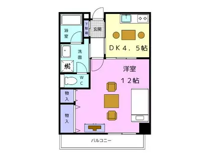 エル・カスティージョワカヤマ(1DK/3階)の間取り写真