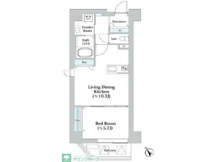ベイアズール関内(1LDK/9階)の間取り写真