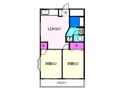 クレセントカシダII(2LDK/3階)の間取り写真