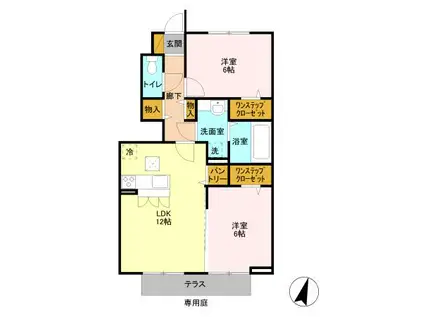 クレールK(2LDK/1階)の間取り写真