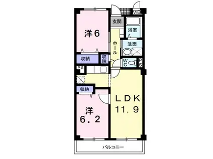 マウントリヴァ2001(2LDK/2階)の間取り写真