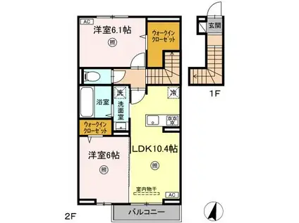 ロイヤルタウン上峰 B(2LDK/2階)の間取り写真