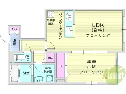 向山3丁目企画(1LDK/1階)の間取り写真