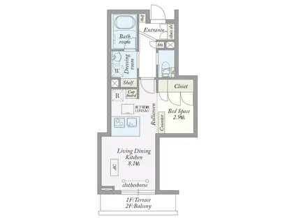 MY STYLE VINTAGE 世田谷弦巻(ワンルーム/1階)の間取り写真