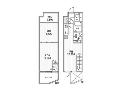 ALTERNA早稲田(2LDK/B1階)の間取り写真