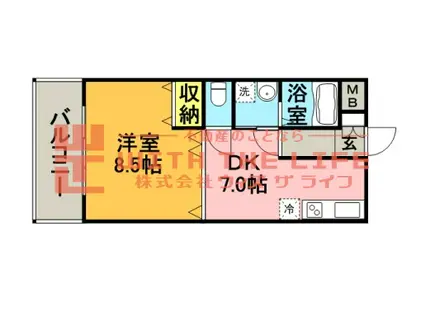 アメニティII(1DK/2階)の間取り写真