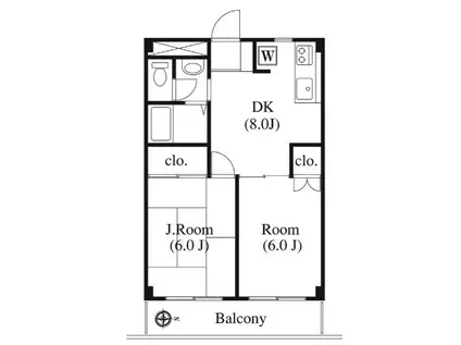 タケノヤハイツ朝日第1(2DK/1階)の間取り写真