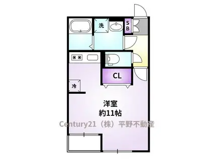 レアルノアール B棟(ワンルーム/1階)の間取り写真