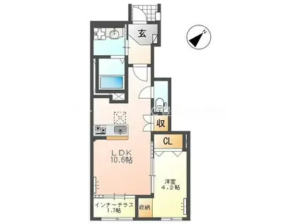 小田渕町2丁目アパート(1LDK/1階)の間取り写真