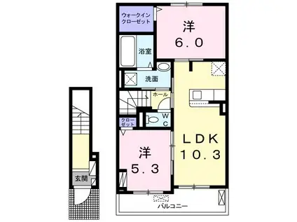 R&B B(2LDK/2階)の間取り写真