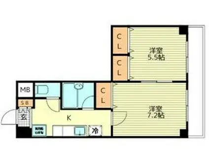 モンレーブ通町(2K/3階)の間取り写真