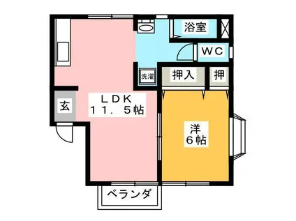 ハイツメモリアル(1LDK/1階)の間取り写真