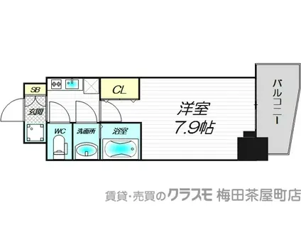 フォーリアライズ福島ウエスト(1K/8階)の間取り写真
