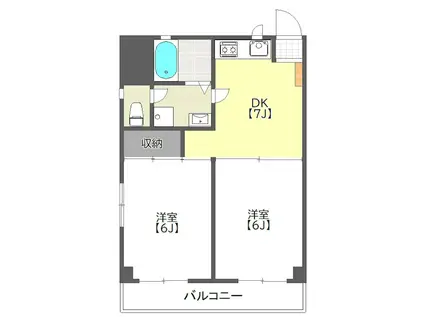 第2スイーツ(2DK/2階)の間取り写真