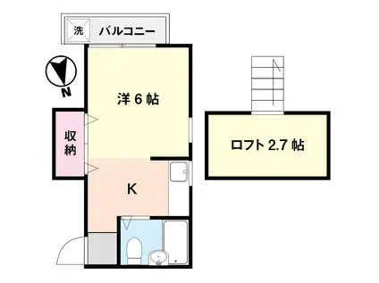 ハイブリッジレジデンス(1K/2階)の間取り写真