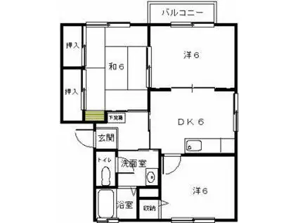 JAトピアかわたな B棟(3DK/1階)の間取り写真