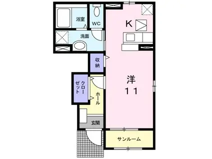ドルチェ(1K/1階)の間取り写真