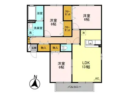 セジュールUESAWA F棟(3LDK/2階)の間取り写真