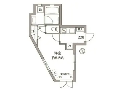 クレア恵比寿(1K/2階)の間取り写真