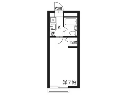 ヴィラ・フォンテーヌ(1K/1階)の間取り写真