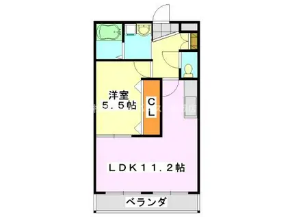 グリーンベル(1LDK/2階)の間取り写真