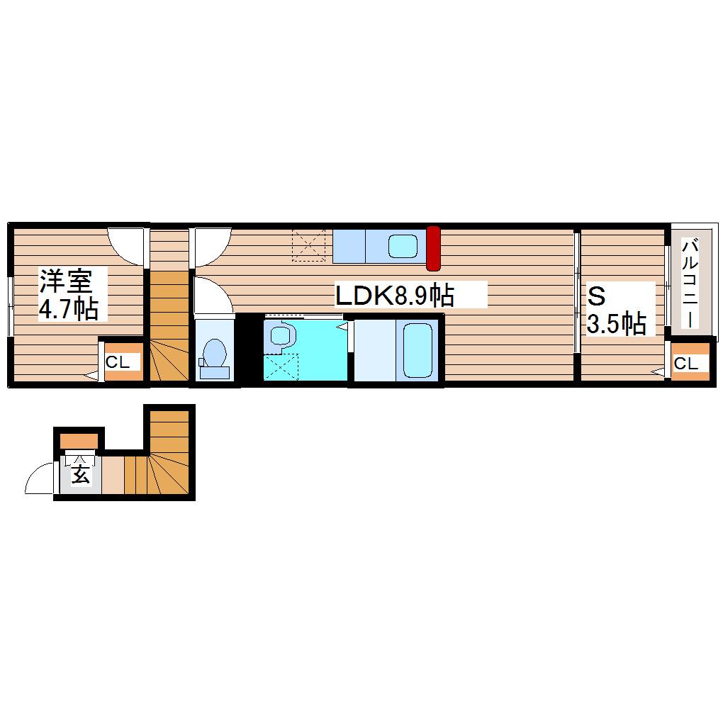 フェリーズ南仙台(1LDK/2階)の間取り写真