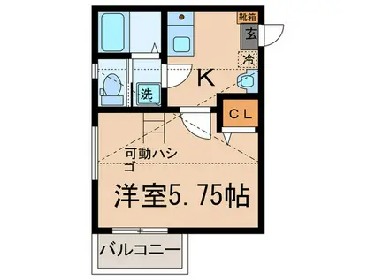 PLAIN X(1K/2階)の間取り写真