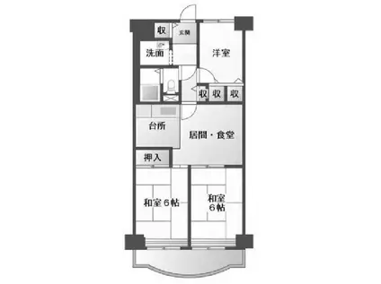 明石土山駅前スカイハイツB棟(3LDK/5階)の間取り写真