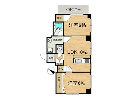 ノーブルコートトギヤ(2LDK/6階)の間取り写真