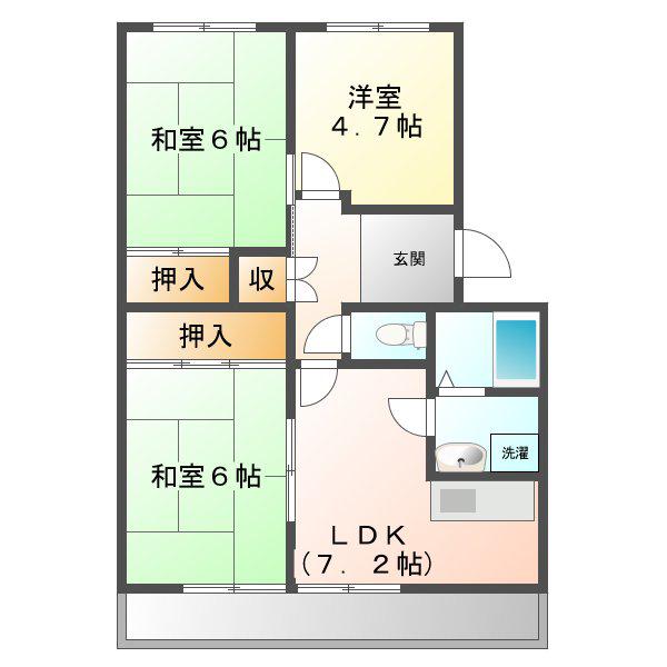 パティエール南蔵王(3DK/3階)の間取り写真