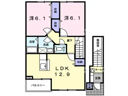 ベルフォールII A(2LDK/2階)の間取り写真
