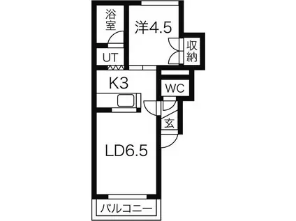 プロスペール北23条(1LDK/2階)の間取り写真