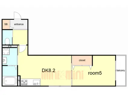 グランディール清華II(1DK/3階)の間取り写真