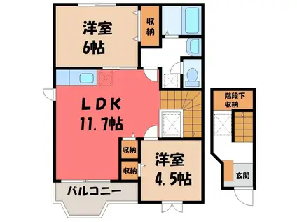 ローハプレイス(2LDK/2階)の間取り写真