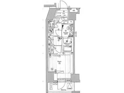 プレミアムキューブG渋谷神南(1K/2階)の間取り写真