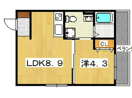 スタークレスト(1LDK/2階)の間取り写真