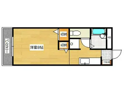 ハイナットU・I(ワンルーム/2階)の間取り写真