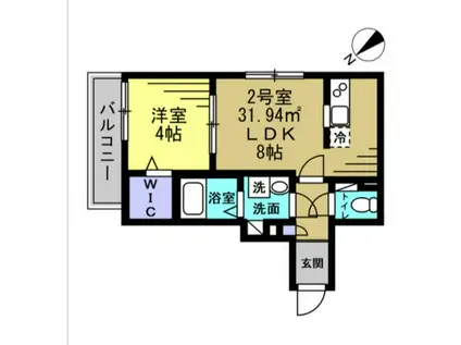 ワイエスエー南流山(1LDK/2階)の間取り写真