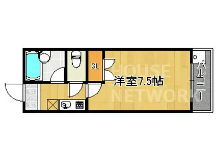 ノースゲート(1K/2階)の間取り写真