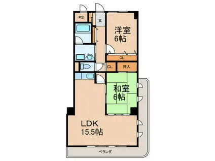 サウスビラ イトウ(2LDK/2階)の間取り写真