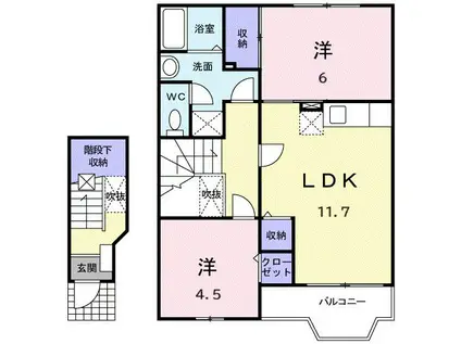 ベルメゾン福地A(2LDK/2階)の間取り写真