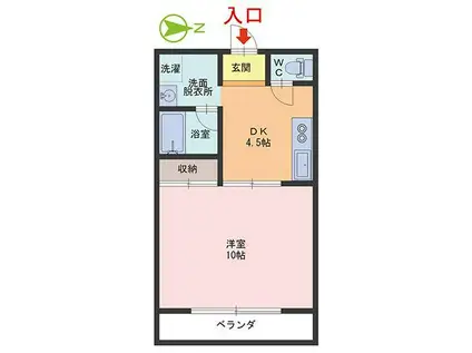 ラ・ヴィータ(1DK/1階)の間取り写真