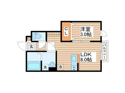 ESCONDITE卸町II(1LDK/1階)の間取り写真