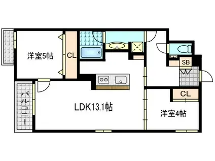 BRIGH STONE御所北(2LDK/2階)の間取り写真